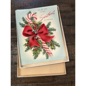 Vintage Candy Cane Christmas Greeting Card Sweetheart Card